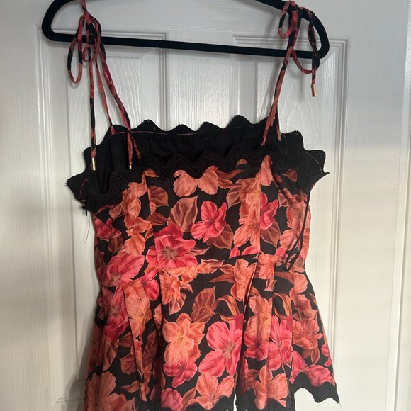 Amalie The Label - Sisia Linen Blend Tie Shoulder Peplum Cami Top in Atalie - Picture 3 of 3